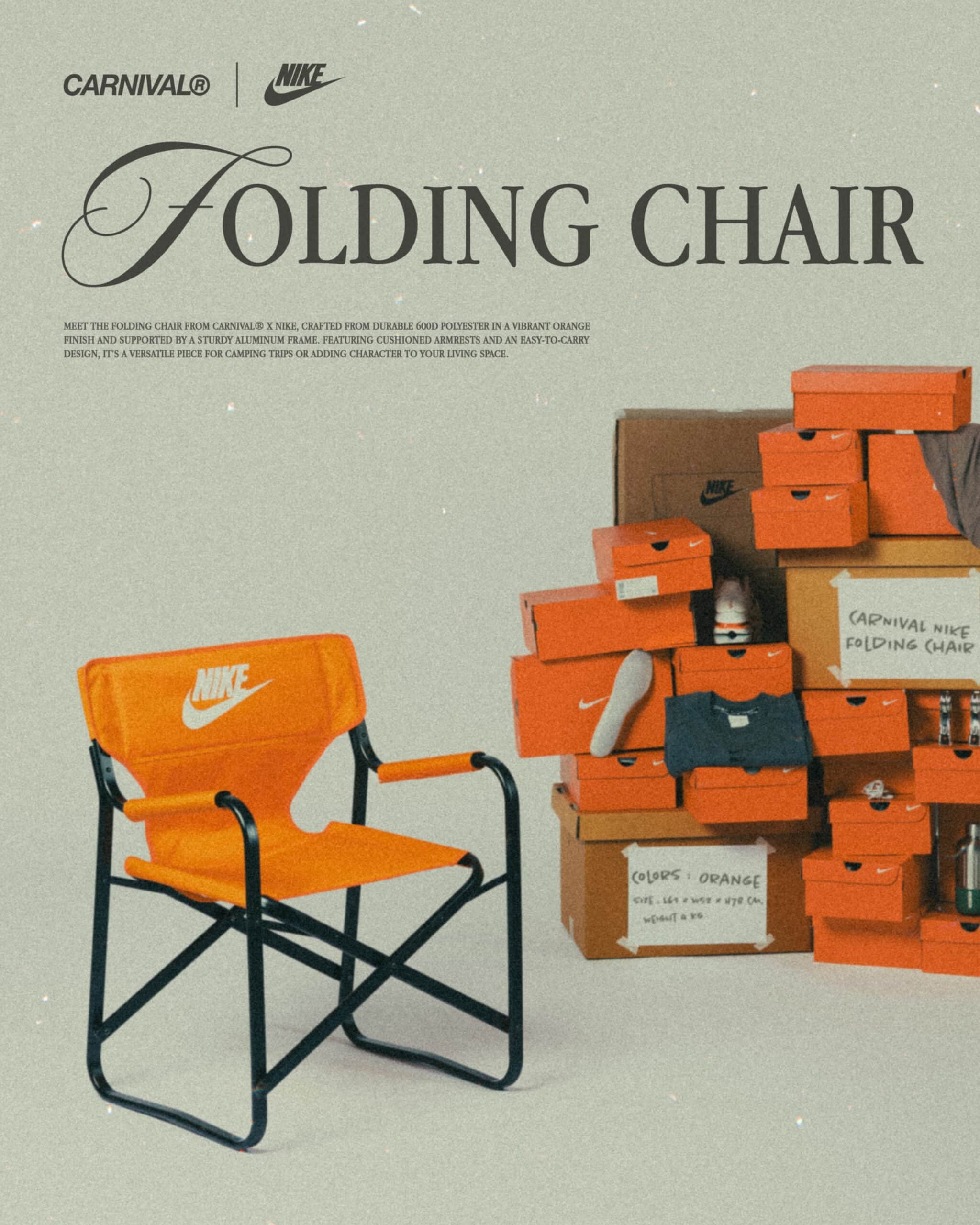 supreme l folding chair nike イス Carnival Unveils Exclusive Nike Folding Chair for Guests - SELECTA